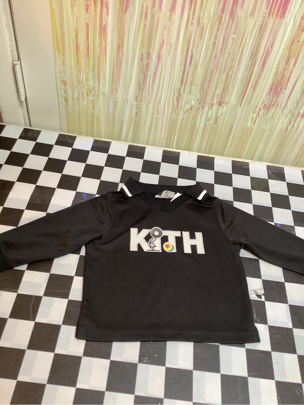 Kith Black Long-Sleeve Kids Tee with White Logo